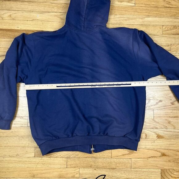 Carhartt Thermal Waffle Lined Hooded Zip Sweatshirt Dark Blue Mens - Picture 6 of 7